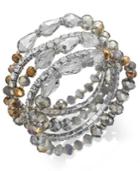 C.a.k.e By Ali Khan Silver-tone Grey Bead Stretch Bracelet Set