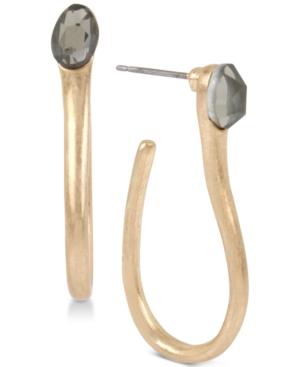Robert Lee Morris Soho Gold-tone Stone Sculptural Hoop Earrings