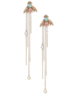 Betsey Johnson Two-tone Multi-stone Bumblebee Linear Drop Earrings