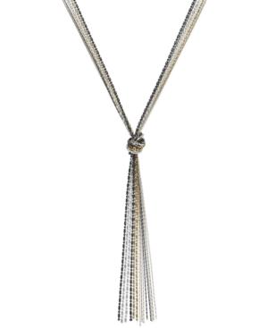 Charter Club Tri-tone Sparkling Multi-chain Knot Necklace