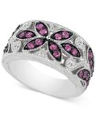 Ruby (7/8 Ct. T.w.) & Diamond Accent Filigree Band In Sterling Silver