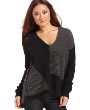 Dkny Jeans Patchwork V-neck Sweater