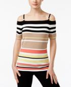 Calvin Klein Off-the-shoulder Striped Sweater