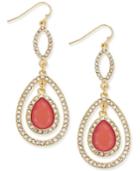 Inc International Concepts Gold-tone Pink Teardrop Pave Orbital Drop Earrings, Only At Macy's