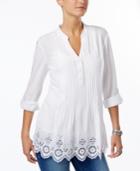 Style & Co Cotton Pleated Eyelet-hem Top, Only At Macy's