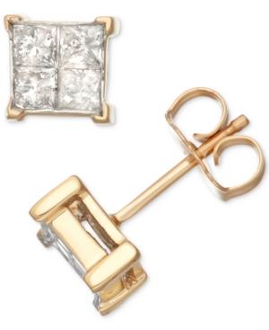 Diamond Quad Cluster Stud Earrings (1/2 Ct. T.w.) In 14k Gold