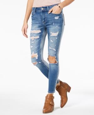 Indigo Rein Juniors' Ripped Two-tone Skinny Jeans