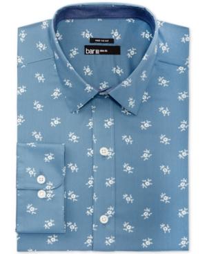Bar Iii Men's Slim-fit Blue Vintage Floral Print Dress Shirt, Only At Macy's