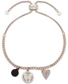 Dkny Gold-tone Pave Follow Your Heart Slider Bracelet, Created For Macy's