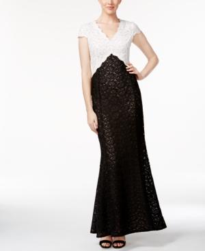 Calvin Klein Colorblocked Lace Gown