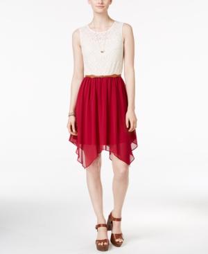 Bcx Juniors' Crocheted Handkerchief-hem Dress