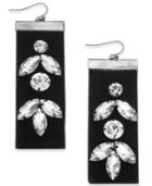 Thalia Sodi Silver-tone Crystal Black Velvet Drop Earrings, Created For Macy's