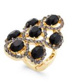 Inc International Concepts Gold-tone Black Stone And Crystal Figure Eight Stretch Ring, Only At Macy's