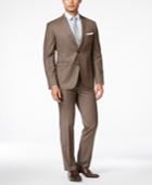 Perry Ellis Men's Medium Brown Sharkskin Extra-slim Fit Suit