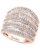 Effy Diamond Multi-row Statement Ring (1-3/4 Ct. T.w.) In 14k White, Yellow And Rose Gold