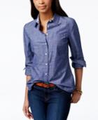 Tommy Hilfiger Roll-tab Chambray Shirt, Only At Macy's