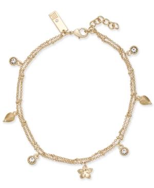 I.n.c. Gold-tone Crystal & Charm Double Strand Ankle Bracelet, Created For Macy's