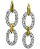 Giani Bernini Cubic Zirconia Double Oval Drop Earrings In 18k Gold-plated Sterling Silver, Created For Macy's