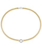 Diamond Mesh Circle Pendant Necklace (1/8 Ct. T.w.) In 14k Gold-plated Sterling Silver