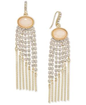 Inc International Concepts Gold-tone Neutral Stone And Crystal Fringe Earrings, Only At Macy's