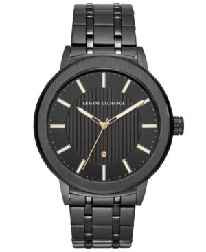 Ax Armani Exchange Men's Maddox Diamond-accent Black Stainless Steel Bracelet Watch 46mm