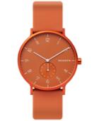 Skagen Unisex Aaren Aluminum Orange Silicone Strap Watch 41mm Created For Macy's