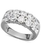 Diamond Ring, 14k White Gold Two Row Certified Diamond Band (2 Ct. T.w.)