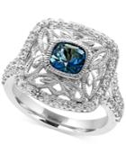 Effy London Blue Topaz (1-1/4 Ct. T.w.) And White Sapphire (3/4 Ct. T.w.) Statement Ring In Sterling Silver