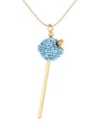 Sis By Simone I Smith 18k Gold Over Sterling Silver Necklace, Medium Light Blue Crystal Lollipop Pendant