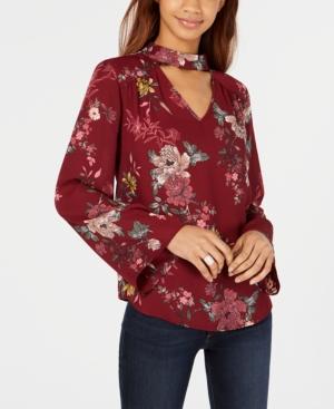 Hippie Rose Juniors' Floral Printed Choker Blouse