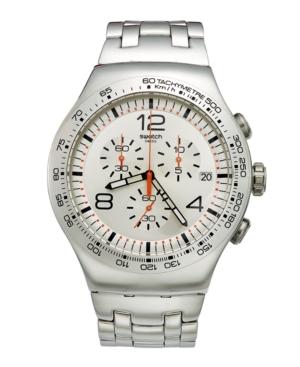 Swatch Watch, Men's Swiss Chronograph Shiny Addict Stainless Steel Bracelet 44mm Yos445g