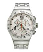 Swatch Watch, Men's Swiss Chronograph Shiny Addict Stainless Steel Bracelet 44mm Yos445g