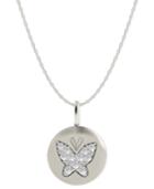 Diamond Necklace, 14k White Gold Diamond Butterfly Disk Pendant (1/10 Ct. T.w.)