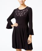 One Hart Juniors' Embroidered Fit & Flare Dress, Created For Macy's
