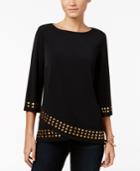 Jm Collection Petite Embellished Crossover Top, Created For Macy's