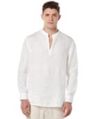 Perry Ellis Men's Solid Linen Popover Shirt