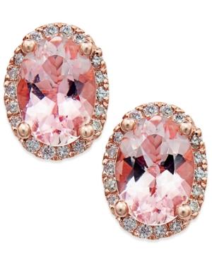 Morganite (1-1/3 Ct. T.w.) And Diamond (1/8 Ct. T.w.) Stud Earrings In 14k Rose Gold