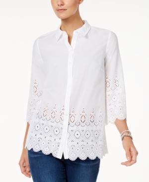 Charter Club Cotton Lace-trim Shirt, Only At Macy's
