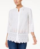 Charter Club Cotton Lace-trim Shirt, Only At Macy's