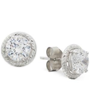 Giani Bernini Cubic Zirconia Rope-framed Stud Earrings In Sterling Silver, Created For Macy's