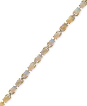 Aurora By Effy Opal (6-1/2 Ct. T.w.) And Diamond (3/8 Ct. T.w.) Tennis Bracelet In 14k Gold