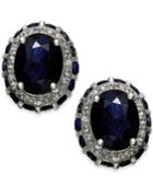 Sapphire (2 Ct. T.w.) & Diamond (1/5 Ct. T.w.) Oval Stud Earrings In 14k White Gold
