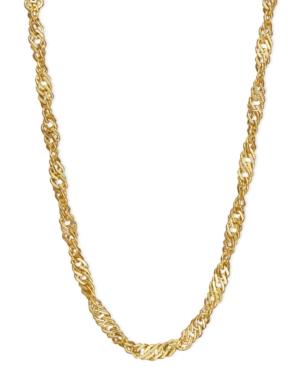 "14k Gold Necklace, 18"" Hollow Singapore Chain"