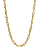 "14k Gold Necklace, 18"" Hollow Singapore Chain"