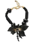 Rachel Rachel Roy Gold-tone Beaded Flower Braided Cord Statement Bracelet