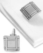 Kenneth Cole Reaction Cufflinks, Brushed Rhodium Square Boxed Set