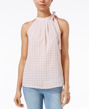 Maison Jules Gingham-print Tie-neck Top, Only At Macy's