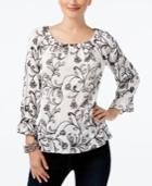 Inc International Concepts Floral-print Peasant Top, Created For Macy's