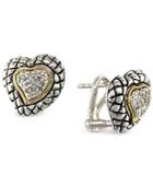 Effy Diamond Heart Stud Earrings (1/6 Ct. T.w.) In Sterling Silver & 18k Gold