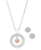 Charter Club Gold-tone Crystal And Imitation Pearl Pendant Necklace And Stud Earrings